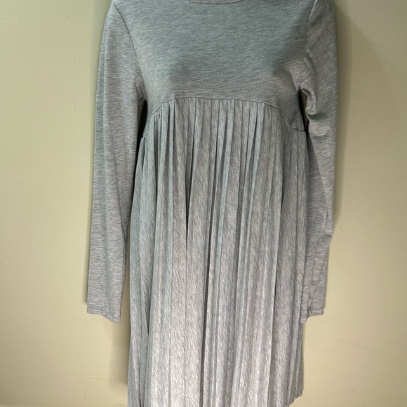 ASOS Gray Pleated Long Sleeve Dress - Picture 2 of 8